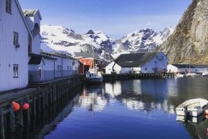 eliassen rorbuer dock mountain view arctic norway