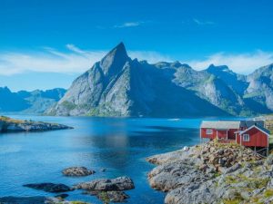 Reinebringen in background Lofoten Norway