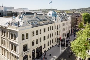 Outside of the Britannia Hotel aerial view from above