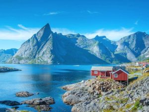 Reinebringen in background Lofoten Norway